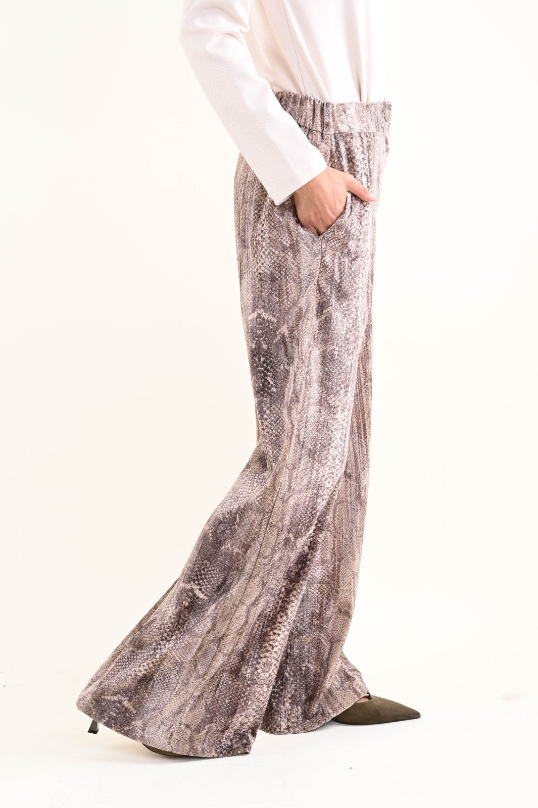 MYASTREET  Palazzo - Hose in Schlangenprint - Beige-Grau