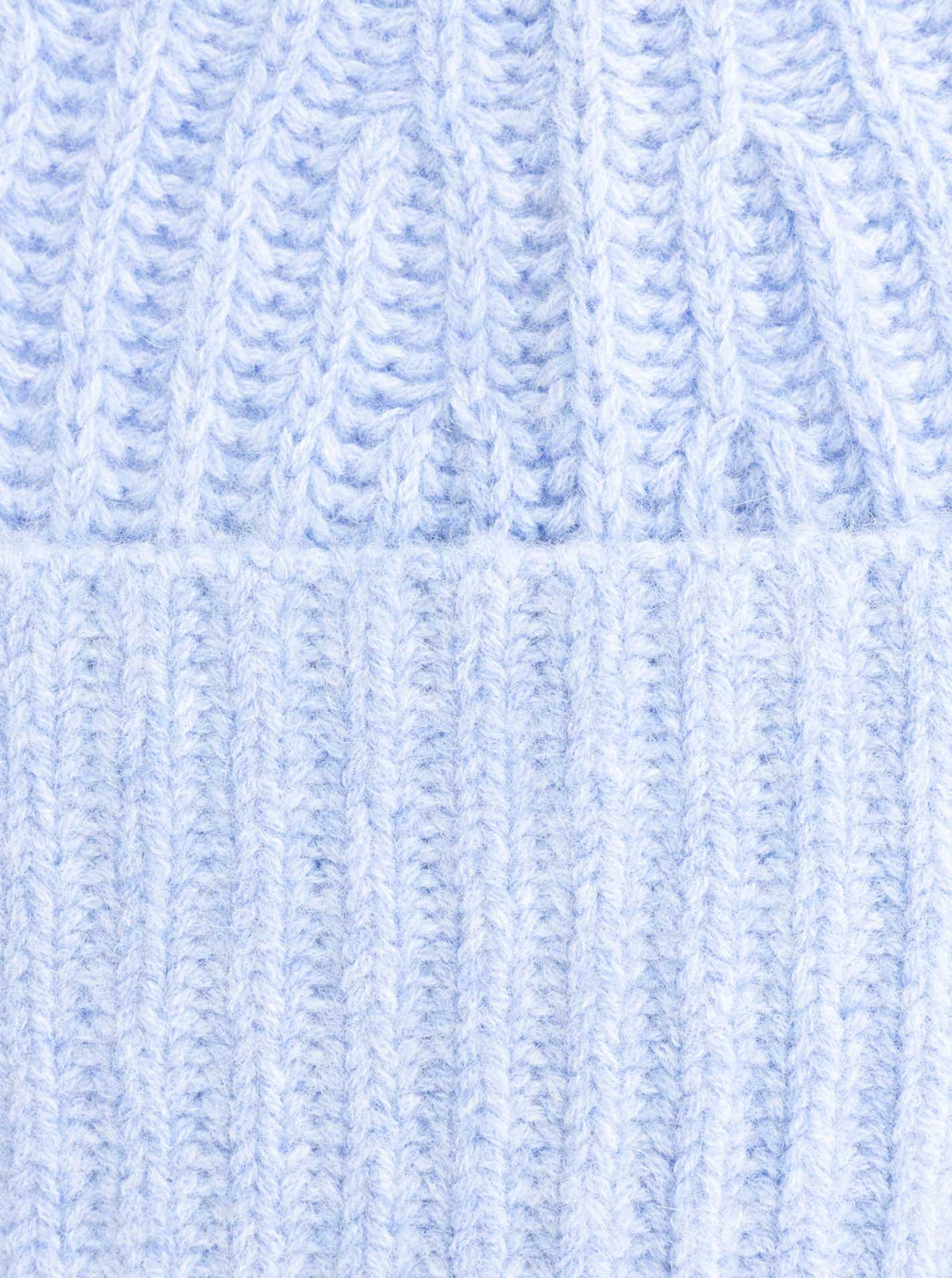 Zwillingsherz Mütze aus 100% Kaschmir -Hellblau - Grobstrick