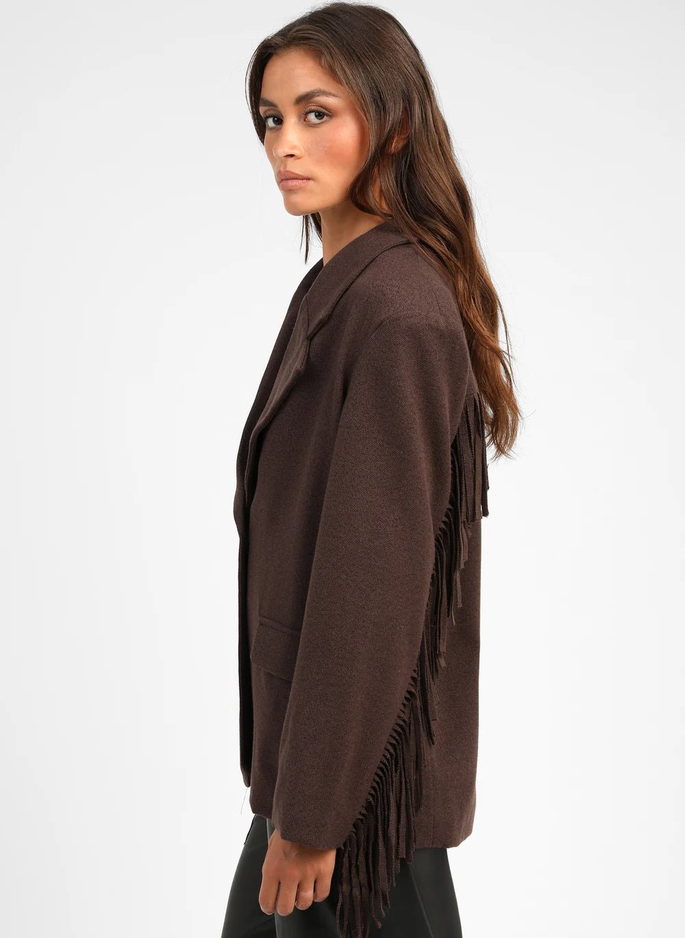 Ange Paris Übergangsjacke Hawika mit Fransen Kaffeebraun