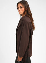 Ange Paris Übergangsjacke Hawika mit Fransen Kaffeebraun