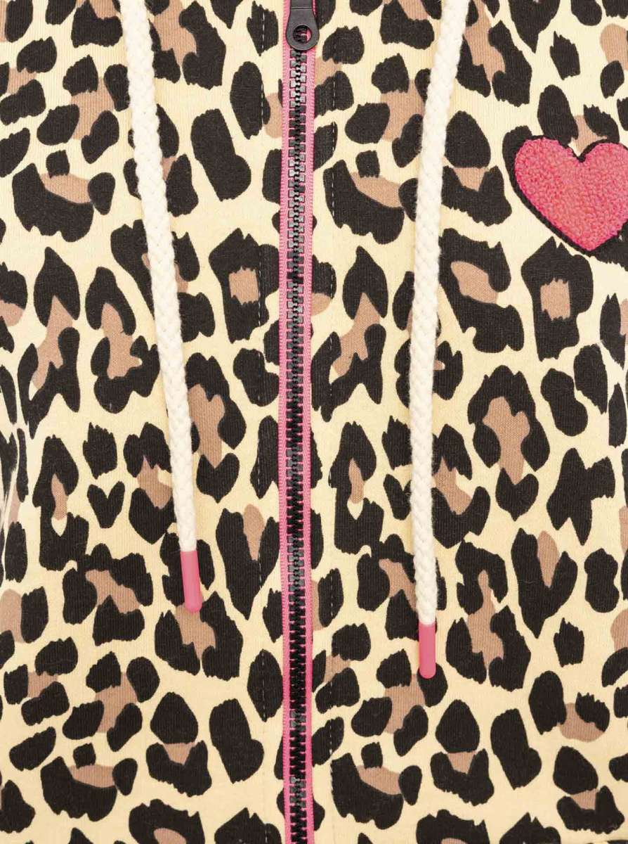 NEU!! Zwillingsherz Hoodie-Jacke "Leopardi" mit Herzpatch - Leopardenmuster