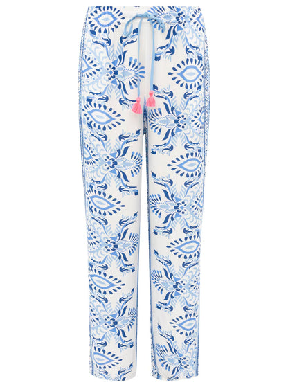 Zwillingsherz Bluse aus 100% Viskose mit floralem Print - Blautöne