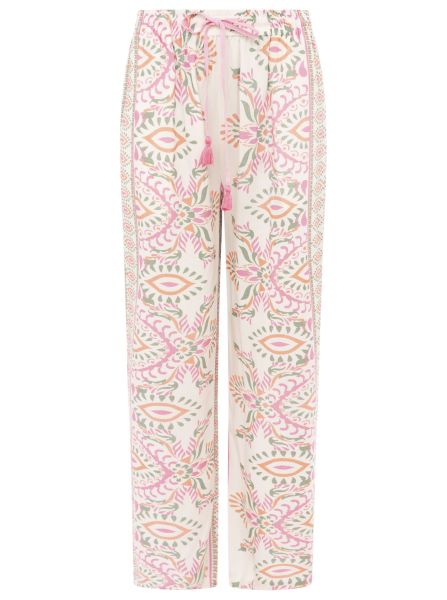 Zwillingsherz Hose aus 100% Viskose mit floralem Print - Rosa/Grün