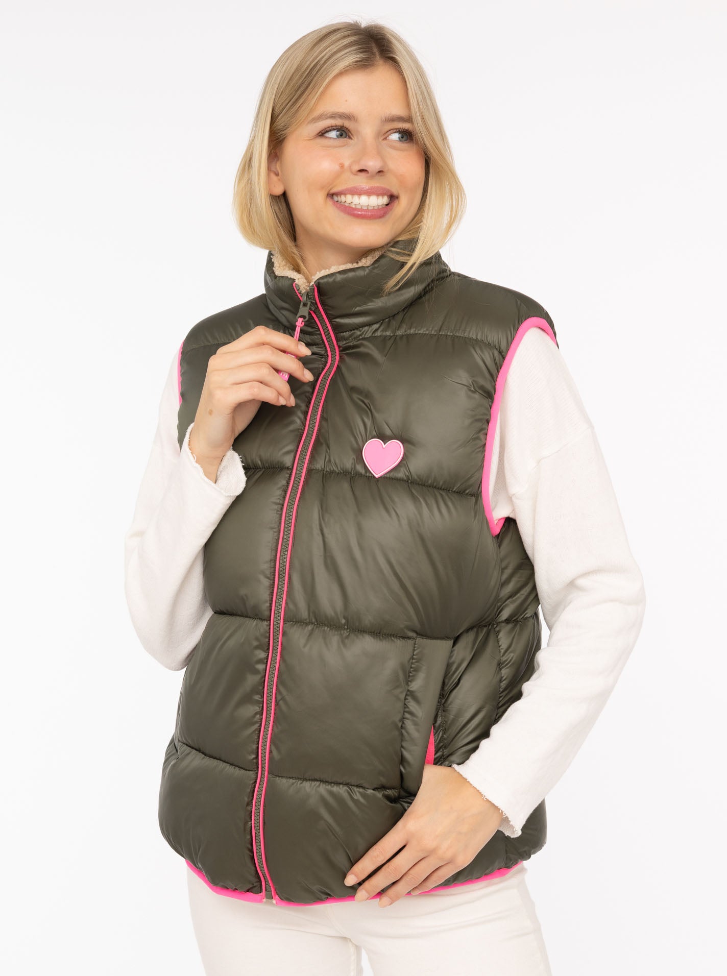 Zwillingsherz Wende - Weste "Teddy" Khaki