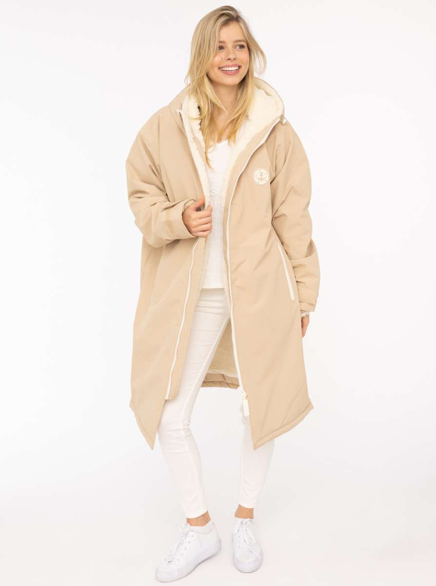 Neue Kollektion!! Oversize Windjacke "Surferjacke" in Beige mit Teddyfutter von Zwillingsherz