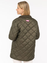 Zwillingsherz Stepparka mit Kordkragen - Oliv mit pinken Akzenten