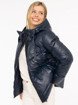 Zwillingsherz Steppjacke in Metallic-Optik in Dunkelblau