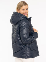 Zwillingsherz Steppjacke in Metallic-Optik in Dunkelblau