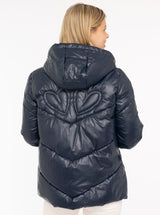 Zwillingsherz Steppjacke in Metallic-Optik in Dunkelblau