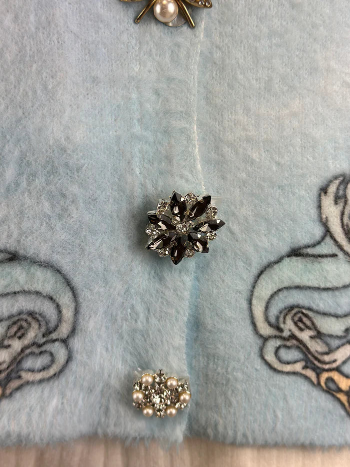 Rose Mode - Cardigan mit Engeln in Hellblau