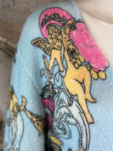 Rose Mode - Cardigan mit Engeln in Hellblau