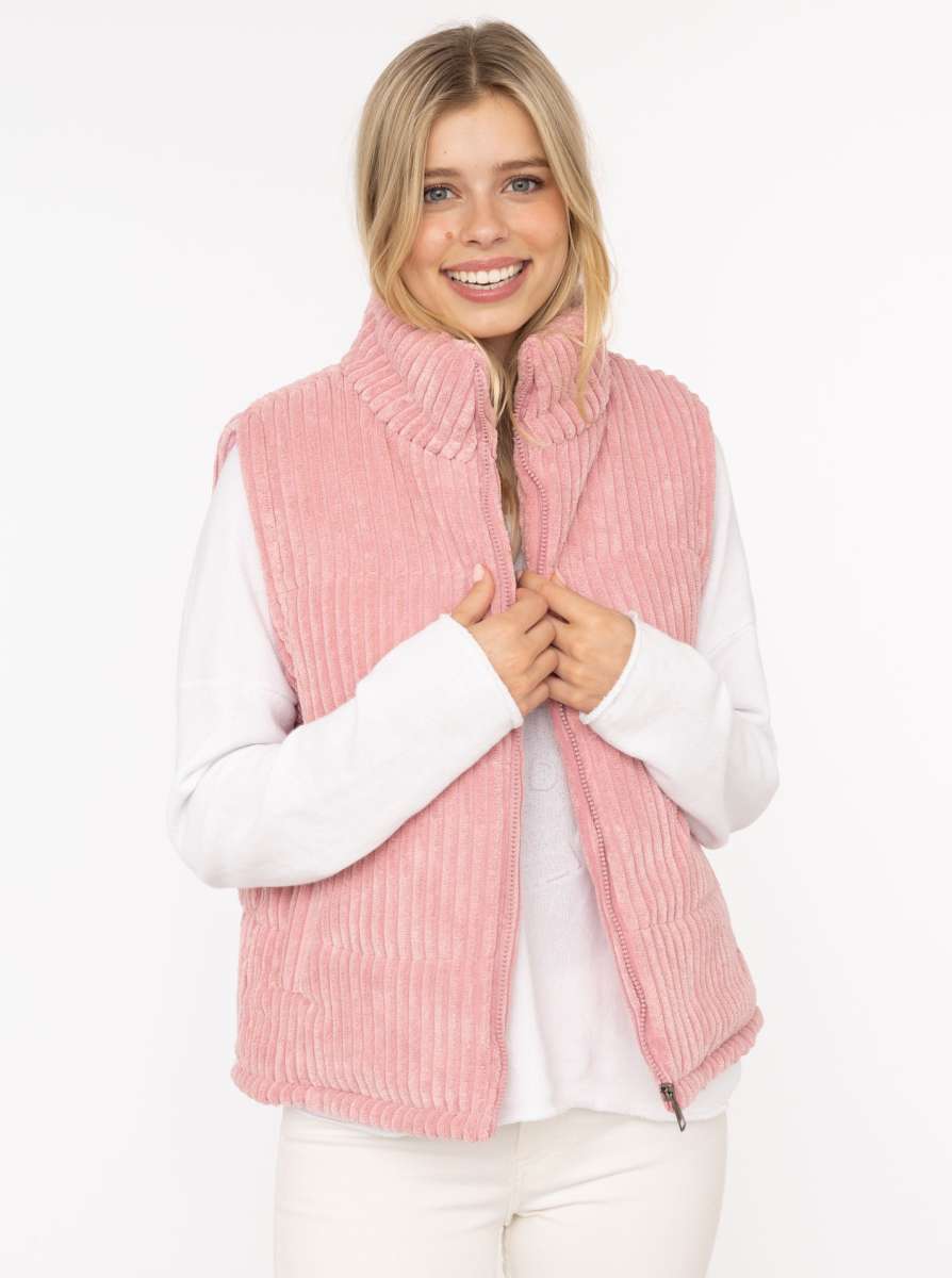 Zwillingsherz Cord Weste "Herbstzeit" Rosa | Damen Steppweste