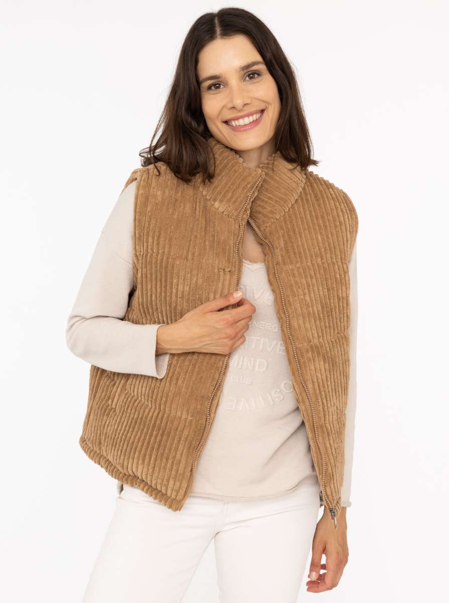 Zwillingsherz Cord Weste "Herbstzeit" Camel | Damen Steppweste