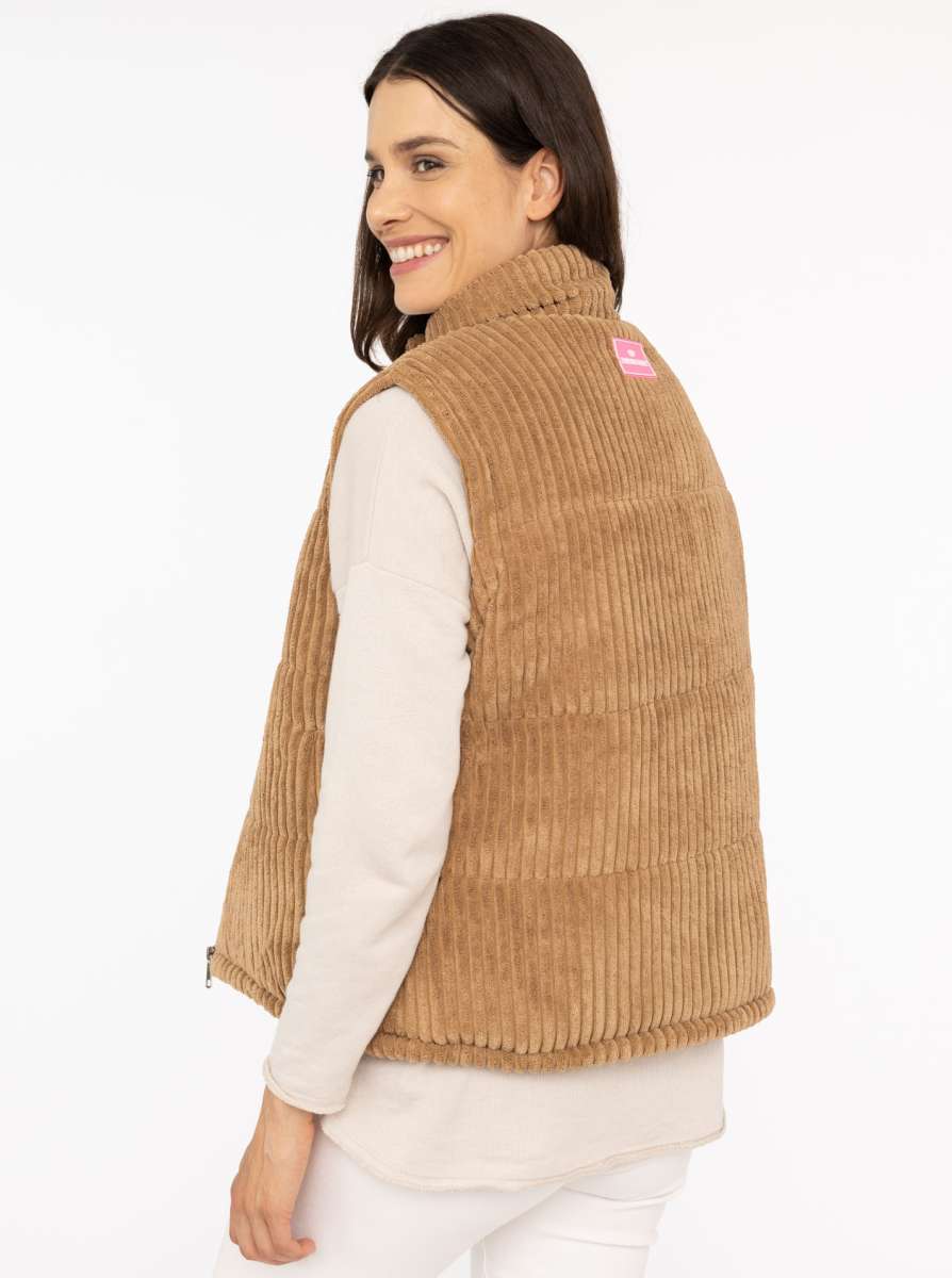 Zwillingsherz Cord Weste "Herbstzeit" Camel | Damen Steppweste