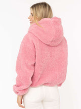 Zwillingsherz Teddy-Jacke mit Kapuze - Rosa
