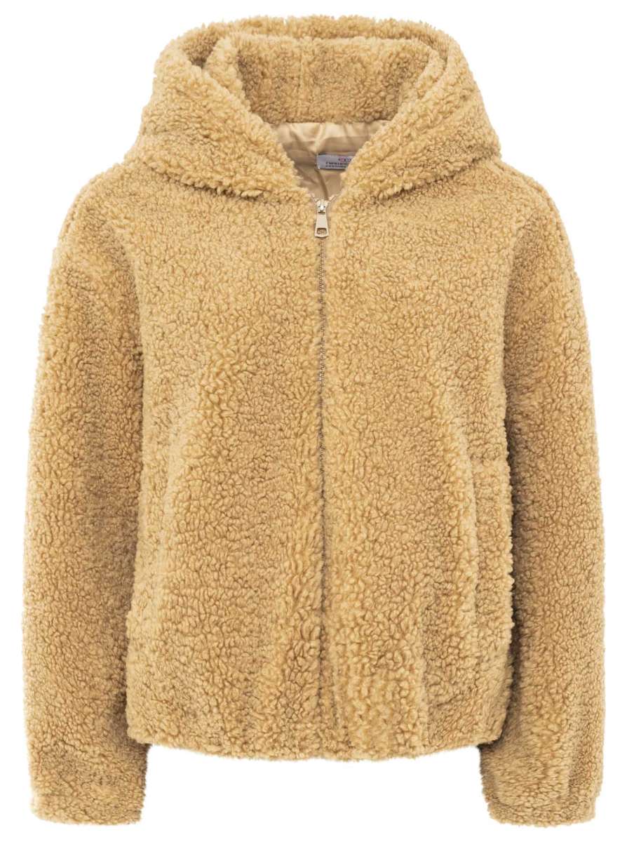 Zwillingsherz Teddy-Jacke mit Kapuze - Camel