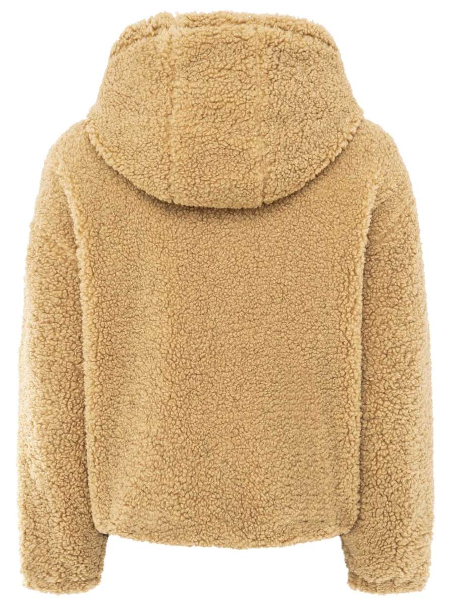 Zwillingsherz Teddy-Jacke mit Kapuze - Camel