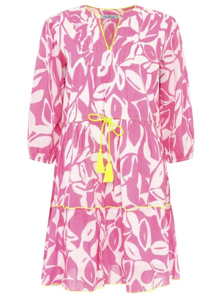 Kleid aus 100% Baumwolle "Isabella" - Pink-Weiß