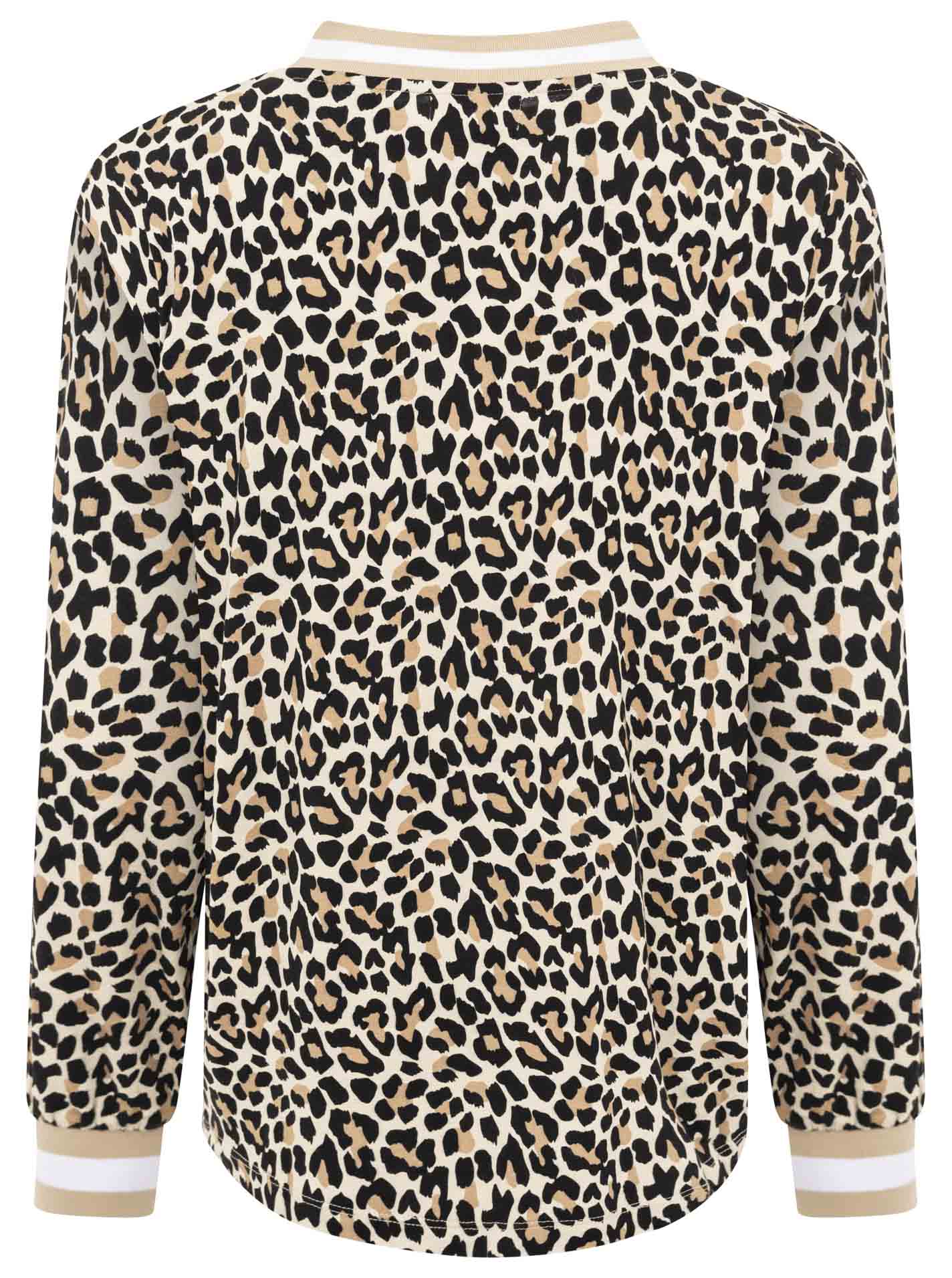 Neue Kollektion!  Zwillingsherz V-Neck Shirt "Leo-Beige" - Leichtes Langarmshirt aus 95% Viskose & 5 % Elastan