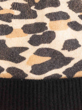 Zwillingsherz Mütze aus 100% Kaschmir - Leo-Design - mit schwarzem Umschlag