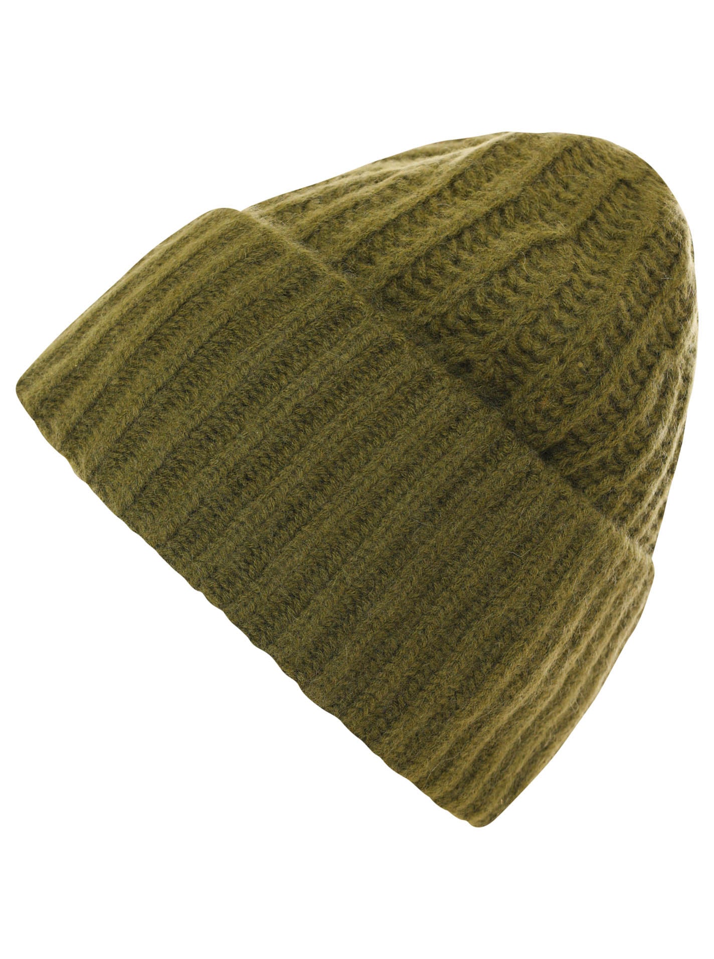 Zwillingsherz Mütze aus 100% Kaschmir - Olive - Grün - Grobstrick