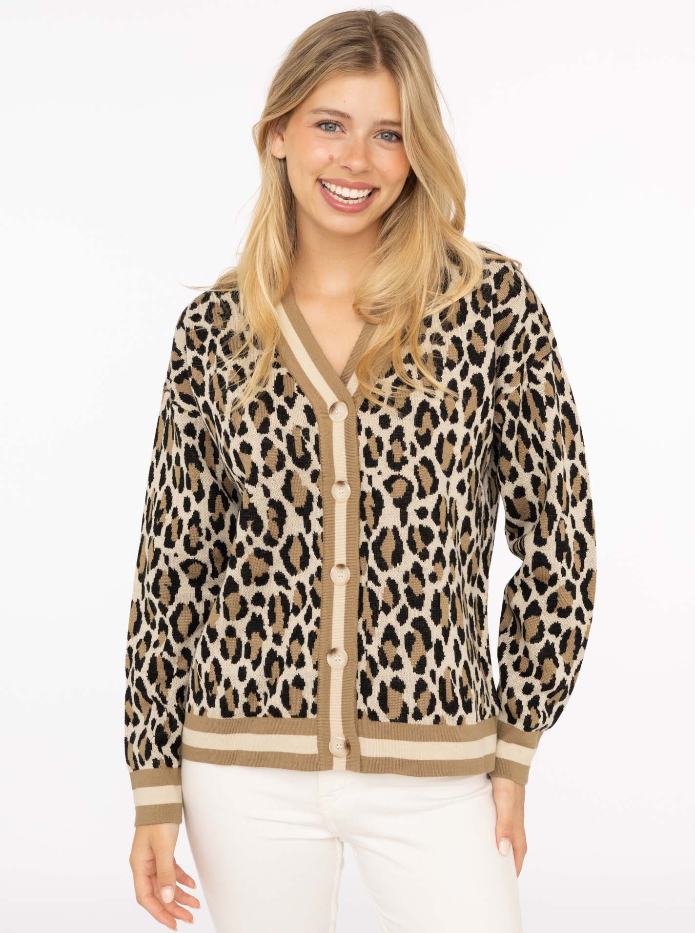 Zwillingsherz Cardigan "Leo & Streifen" Schwarz-Beige