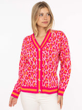 Zwillingsherz Cardigan "Leo & Streifen" Pink Orange