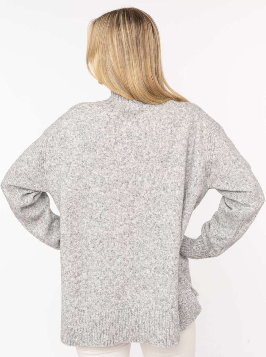 Zwillingsherz - Pullover "Uni"  Stehkragen mit Schlitzen - Hellgrau