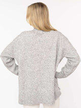 Zwillingsherz - Pullover "Uni"  Stehkragen mit Schlitzen - Hellgrau