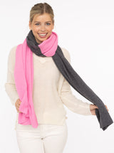 Zwillingsherz XXL Kaschmir Schal 100% Zweifarbig Anthrazit Bubblegum