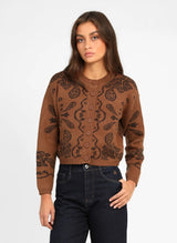 An’ge Paris Strickjacke NAYANA Cognac-Braun mit Jacquardmuster