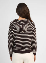 Ange Paris Strick-Hoodie Noris Mokka-Ecru gestreift