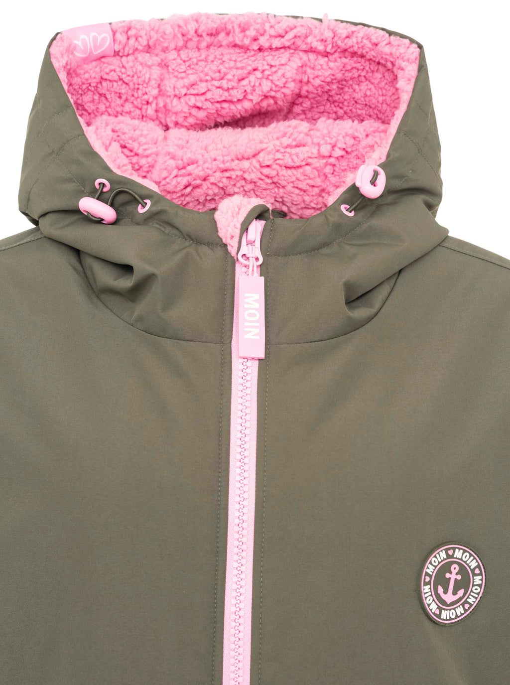 Oversize Windjacke "Surferjacke" in Khaki mit Teddyfutter von Zwillingsherz