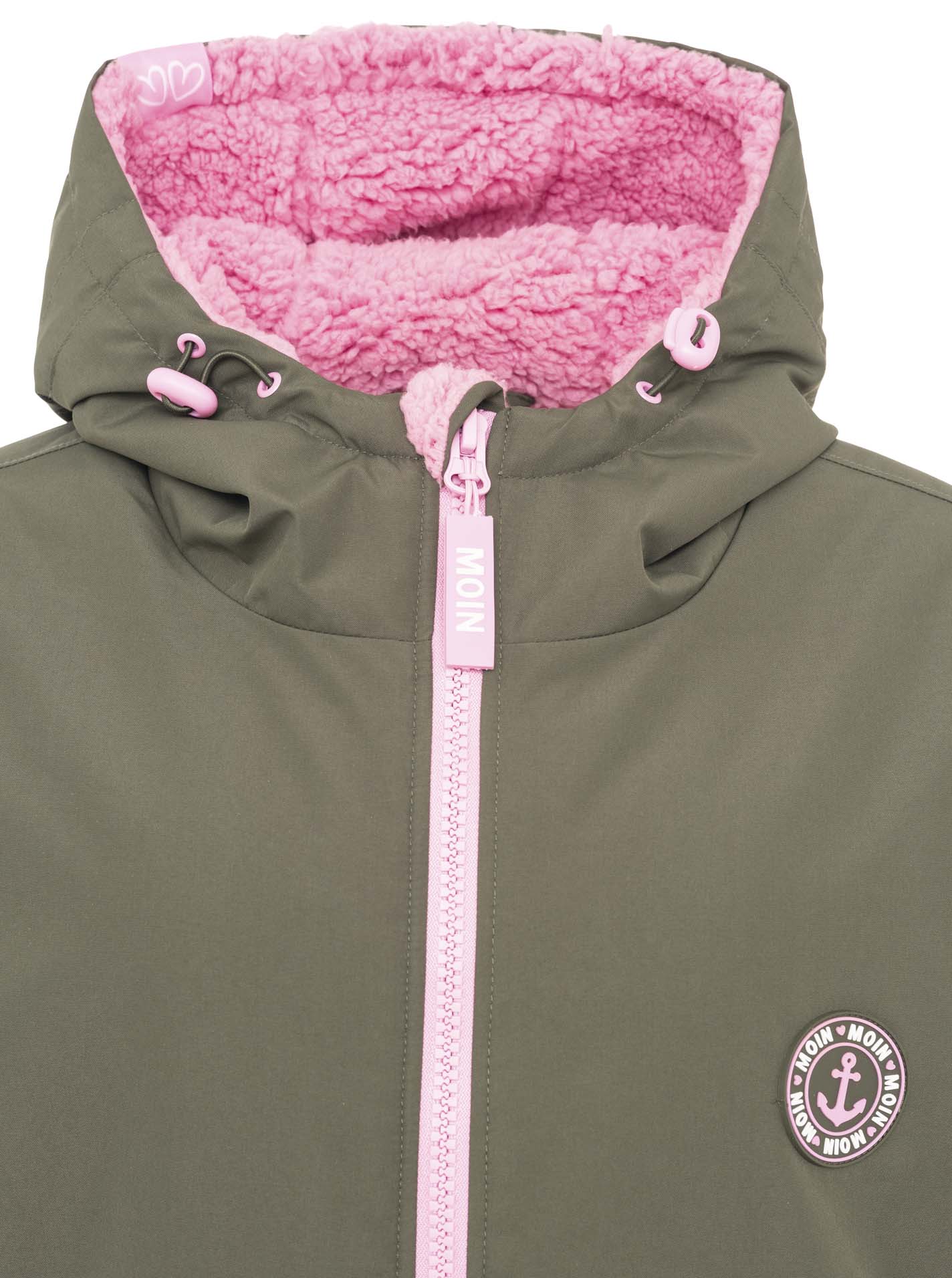 Oversize Windjacke "Surferjacke" in Khaki mit Teddyfutter von Zwillingsherz