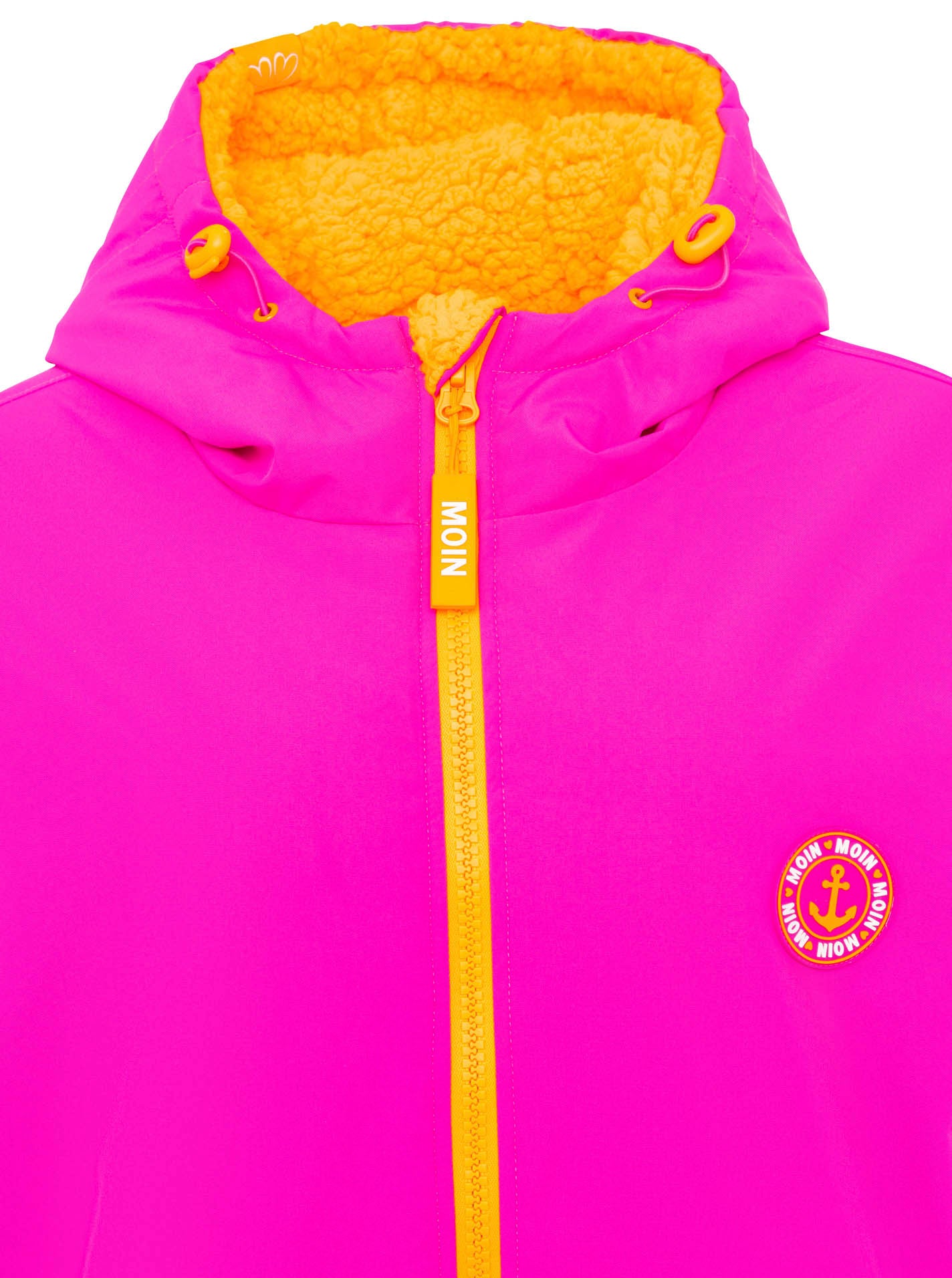 Oversize Windjacke "Surferjacke" in Neonpink mit Teddyfutter von Zwillingsherz