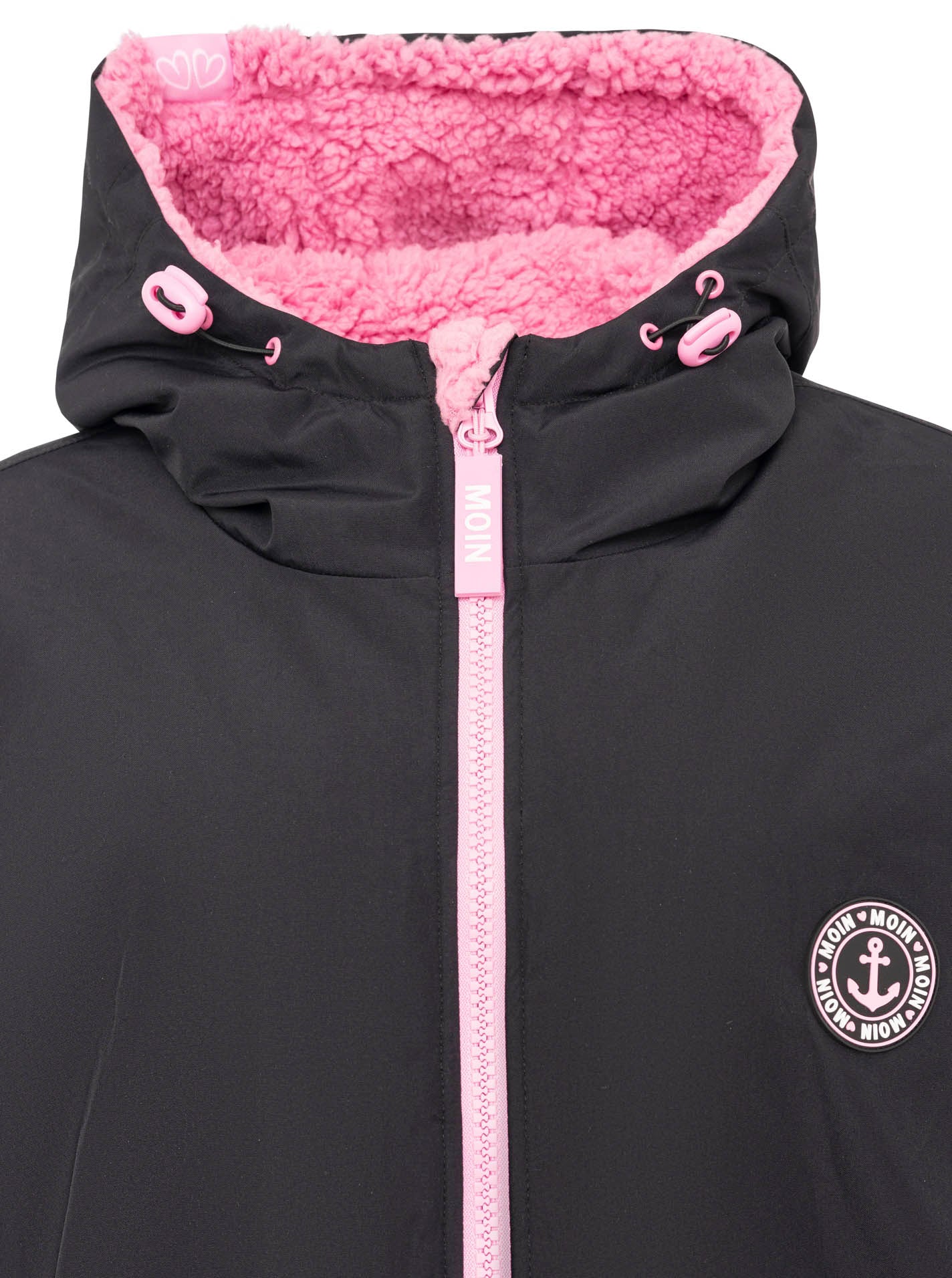 Oversize Windjacke "Surferjacke" in Schwarz mit Teddyfutter von Zwillingsherz
