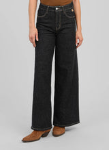 AN’GE Paris Jeans Pale aus dunklem Raw Denim mit Silberglitzer – Balloon-Fit