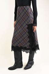 MYASTREET - Rock mit Karo-Muster & Spitzendetails