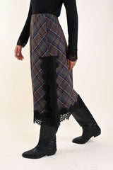 MYASTREET - Rock mit Karo-Muster & Spitzendetails