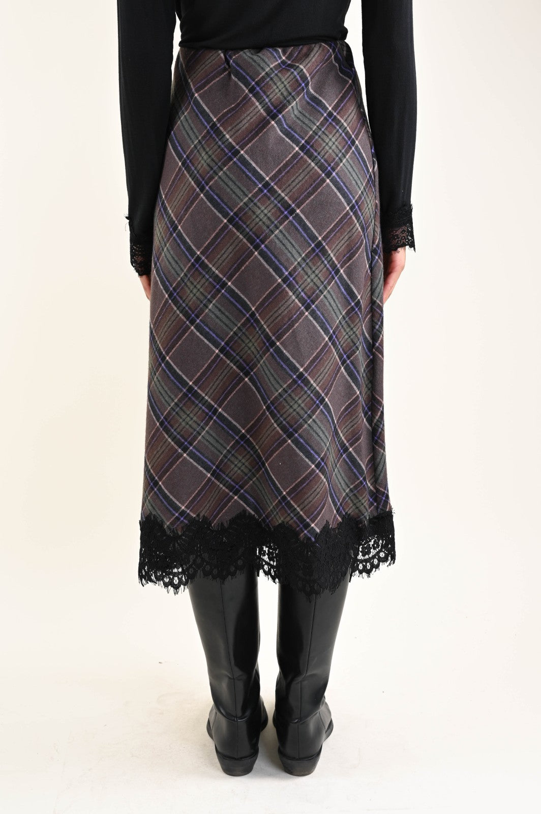 MYASTREET - Rock mit Karo-Muster & Spitzendetails