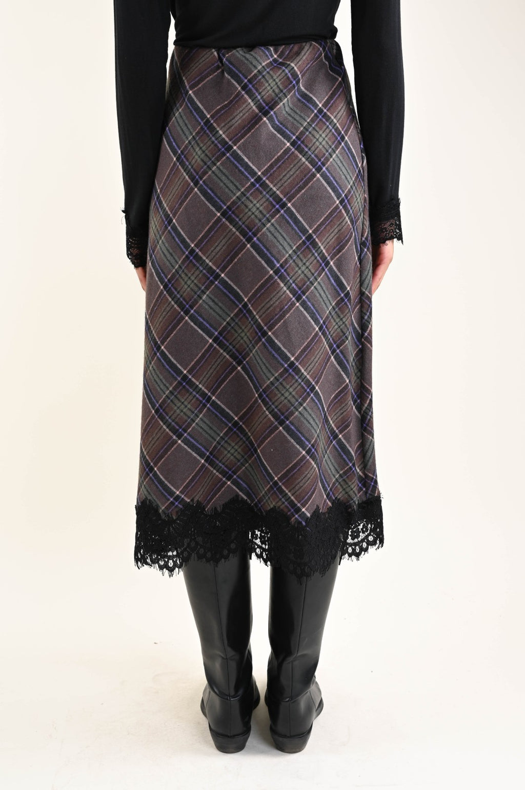 MYASTREET - Rock mit Karo-Muster & Spitzendetails