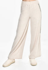 Rose Mode - Luxuriöse Strickhose mit Strasssteinen - Beige