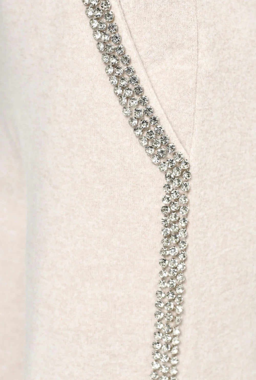 Rose Mode - Luxuriöse Strickhose mit Strasssteinen - Beige