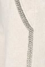 Rose Mode - Luxuriöse Strickhose mit Strasssteinen - Beige