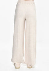 Rose Mode - Luxuriöse Strickhose mit Strasssteinen - Beige