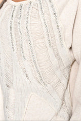 Rose Mode - Luxuriöser Pullover mit Fadendetails und Strasssteinen - Beige