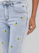 Ange Paris Jeans Picitron Hellblau mit Zitronenstickerei
