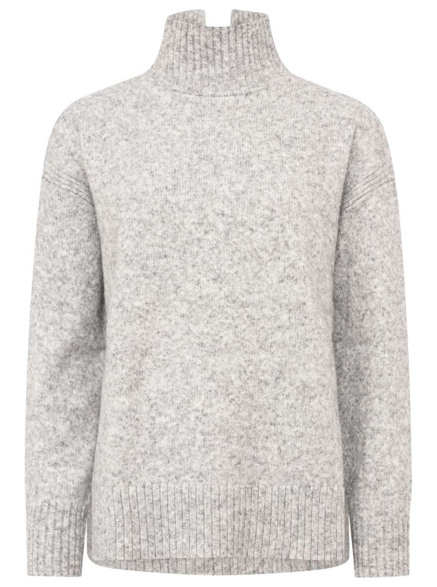 Zwillingsherz - Pullover "Uni"  Stehkragen mit Schlitzen - Hellgrau
