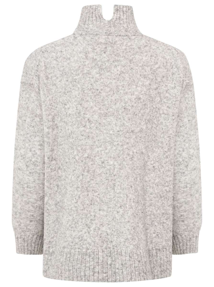 Zwillingsherz - Pullover "Uni"  Stehkragen mit Schlitzen - Hellgrau