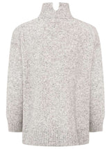 Zwillingsherz - Pullover "Uni"  Stehkragen mit Schlitzen - Hellgrau